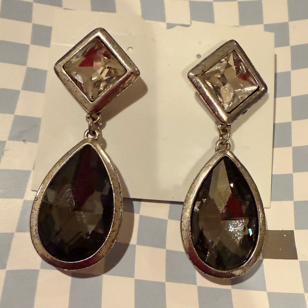 bebe Silver and Black Geometric Statement Earrings Elegant and Beautiful